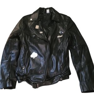 H&M Divided Black Faux Leather Moto Jacket